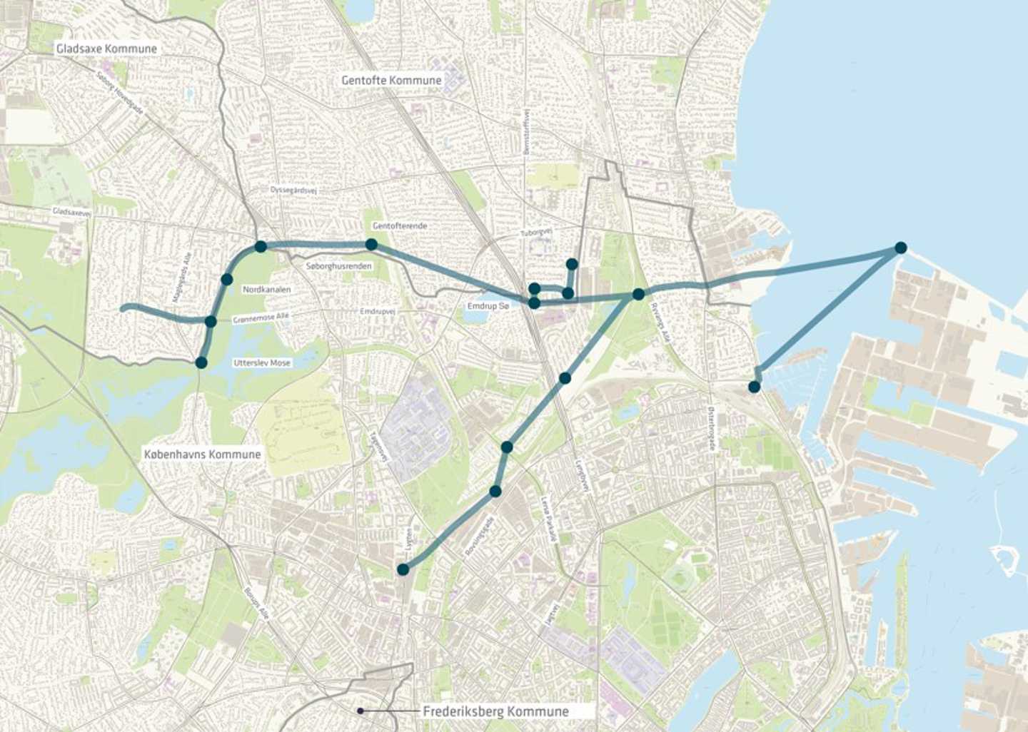 Placering af skybrudstunnellen